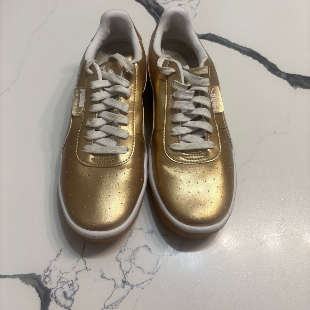 Puma Gold Sneakers with White Accents